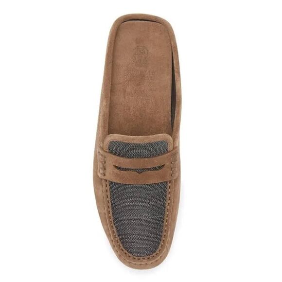Brunello Cucinelli Monili Suede Driving Mules Brown 36 - Picture 6 of 9
